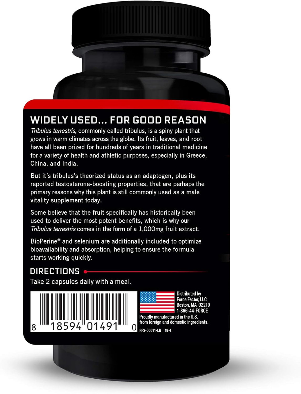 Force Factor Tribulus Terrestris For Men, Testosterone Booster And Male Vitality Supplement, Tribulus Extract And Natural Ingredients For Superior Absorption, Fundamental Series, 1000Mg, 60 Capsules
