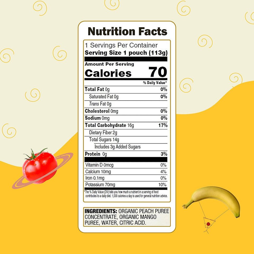 Earth'S Best Organic Baby Food Pouches, Stage 2 Fruit Puree For Babies 6 Months And Older, Organic Peach And Mango Puree, 4 Oz Resealable Pouch (Pack Of 12)