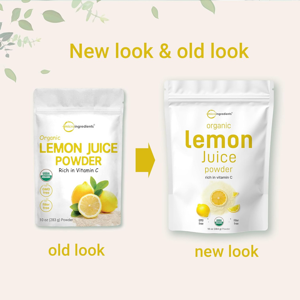 Organic Lemon Juice powder, 10 Ounce | 100% Natural Fruit Powder | Cold Pressed Lemons Source | No Sugar & Additives | Great Flavor for Drinks, Smoothie, & Beverages | Non-GMO & Vegan Friendly