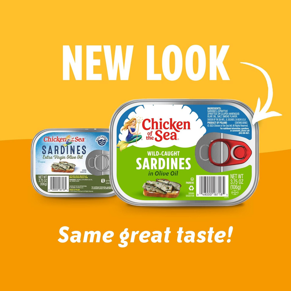 Chicken Of The Sea Sardines In Olive Oil, Wild Caught, 3.75 Oz. Can (Pack Of 18) (Packaging May Vary)