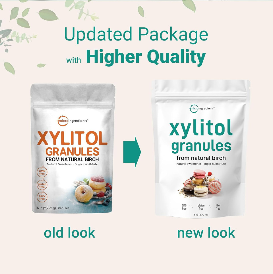 Xylitol Sweetener, 6 Pounds, Natural Sweetener, 1:1 Sugar Substitute And Low Calorie, Great For Baking And Cooking, No After Taste, Keto Friendly