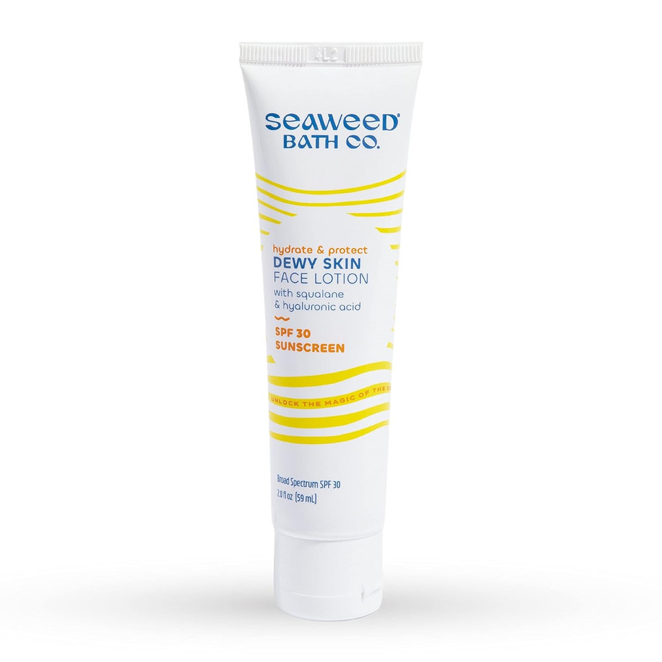 Seaweed Bath Co. Hydrate & Protect Dewy Skin Face Lotion Spf 30 Broad Spectrum Zinc Oxide Facial Sunscreen, 2 Ounce, Sustainably Harvested Seaweed, Hyaluronic Acid, Squalane