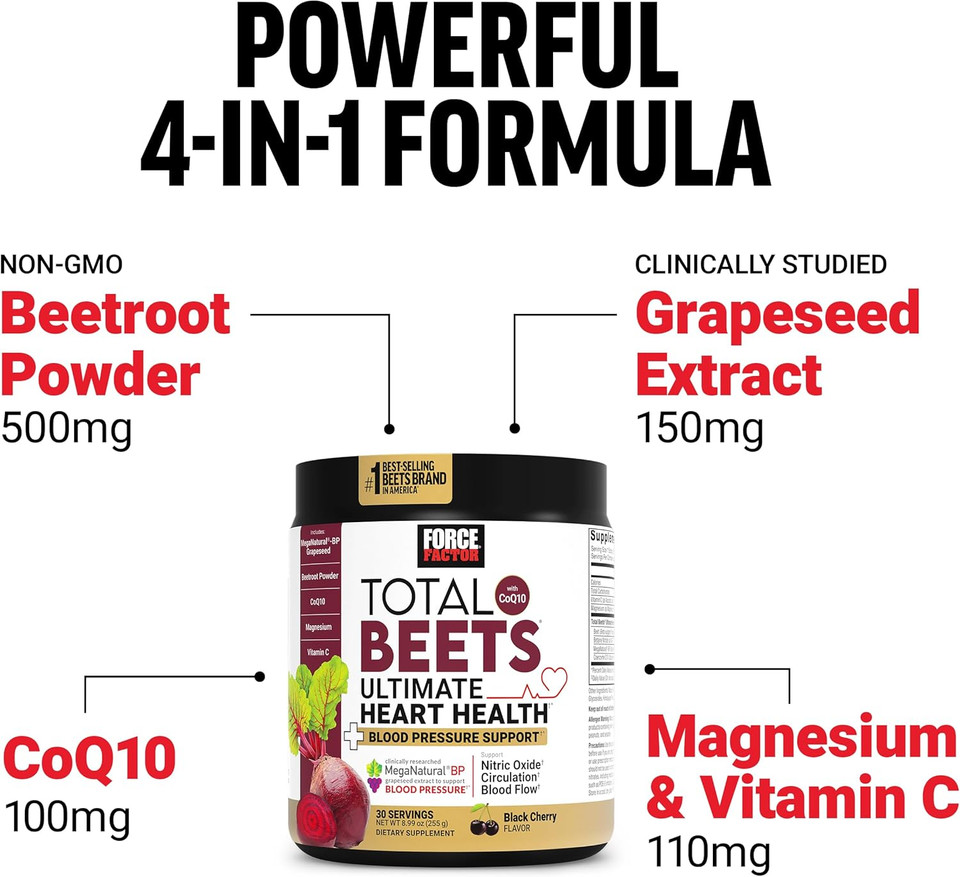 Force Factor Total Beets Energy Drink Mix, Superfood Beet Root Powder With Nitrates To Boost Energy And Support Circulation, Blood Flow, Nitric Oxide And Stamina, Heart Health Supplement, 30 Servings Force Factor Total Beets Energy Drink Mix, Superfood Beet Root Powder With Nitrates To Boost Energy And Support Circulation, Blood Flow, Nitric Oxide And Stamina, Heart Health Supplement, 30 Servings