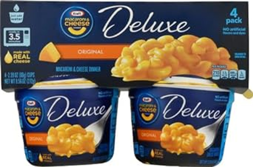 Kraft Deluxe Original Easy Microwavable Macaroni and Cheese Cups (4 ct Pack, 2.39 oz Cups)