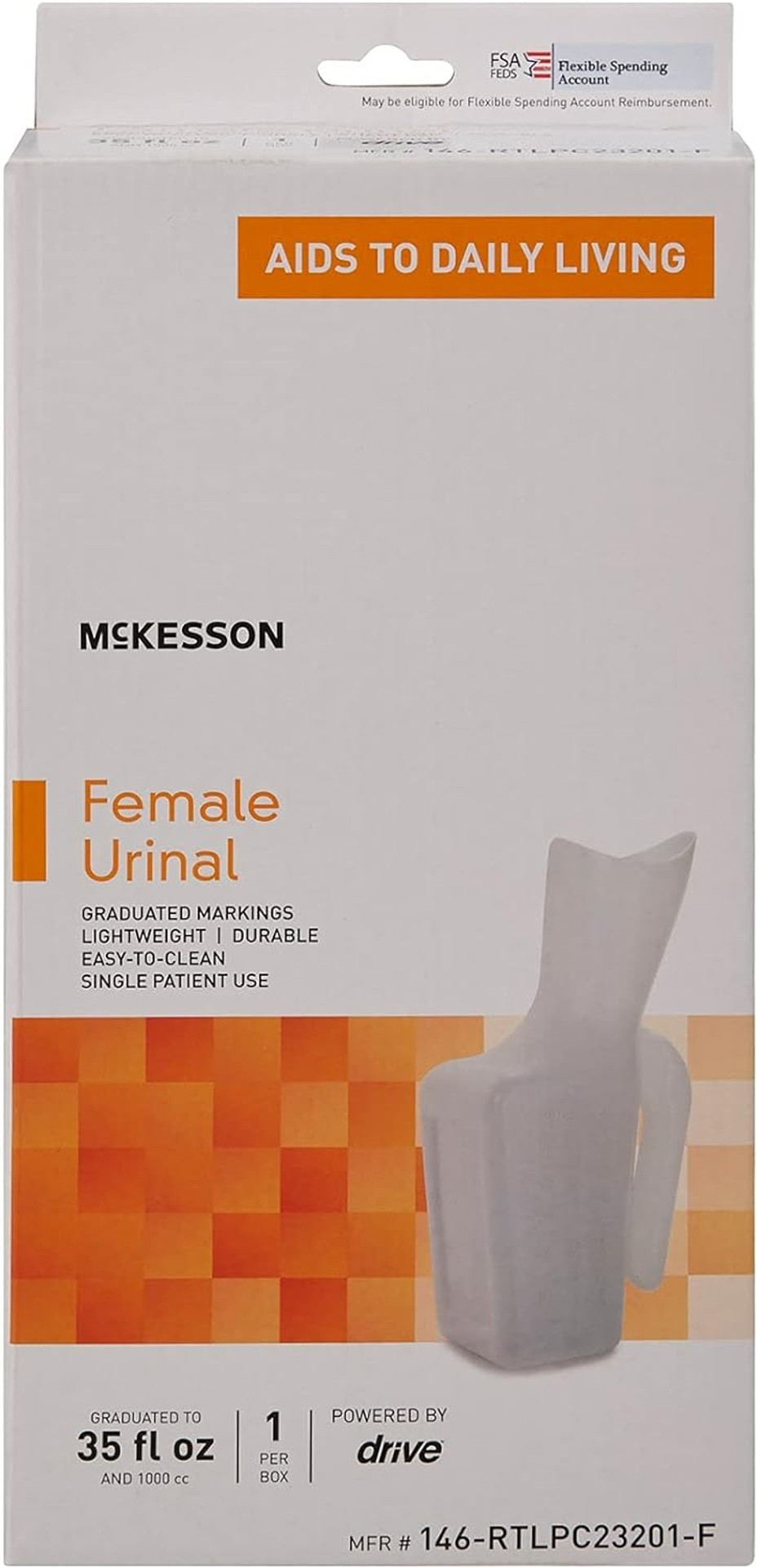 Mckesson Female Urinal Graduated Markings, Lightweight, Single Patient Use, 946 Ml, 1 Count