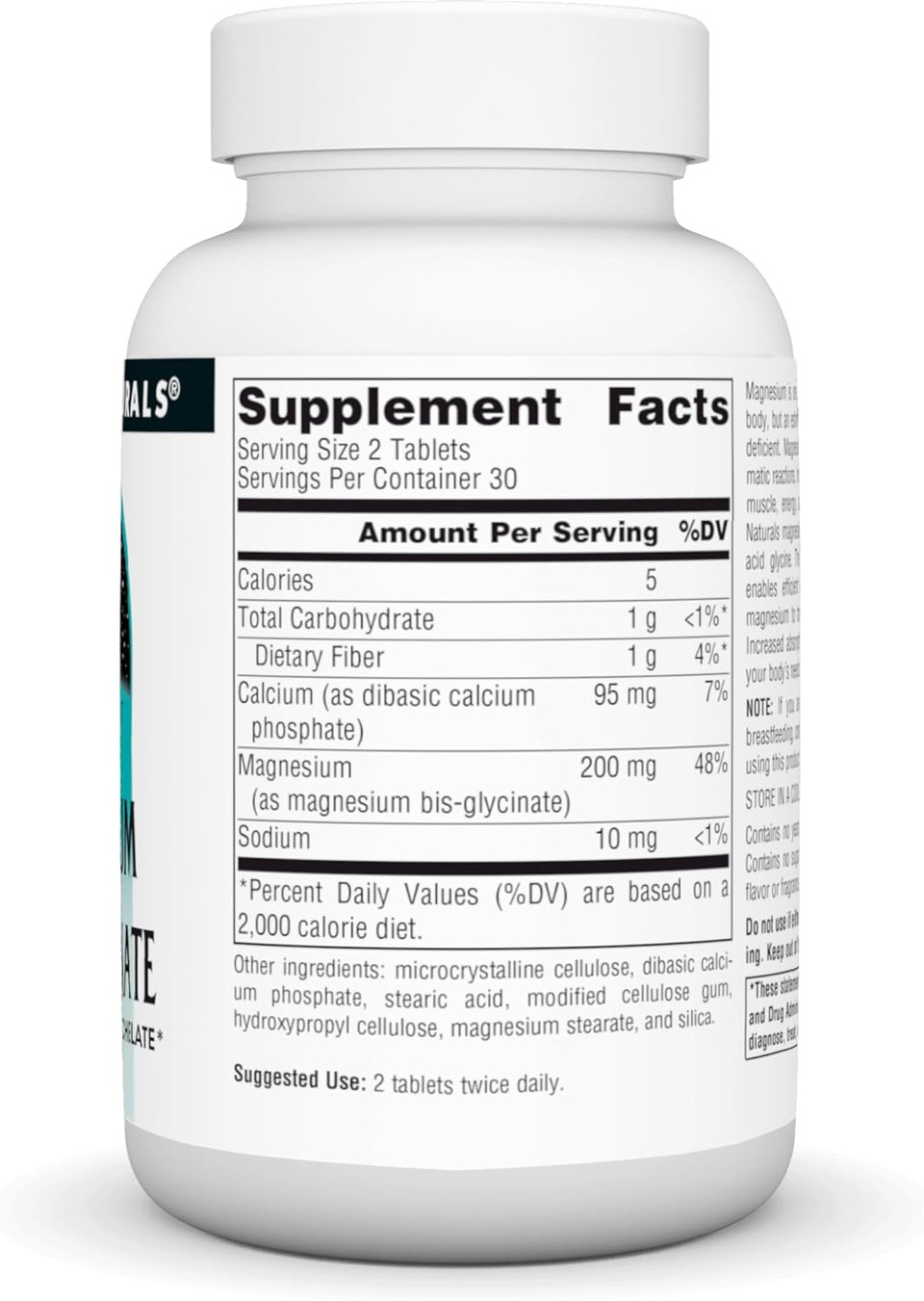 Source Naturals Magnesium Bis-Glycinate, Superior Bioavailable Chelate* - 60 Tablets