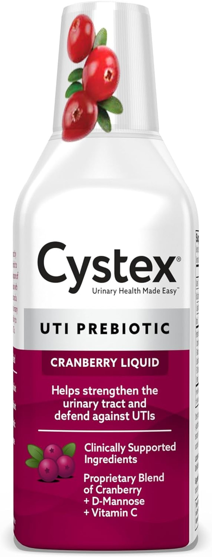 Cystex Urinary Tract Infection Support, Cranberry Prebiotic Supplement For Uti Protection & Urinary Health Maintenance, D-Mannose & Vitamin C, 7.6 Oz