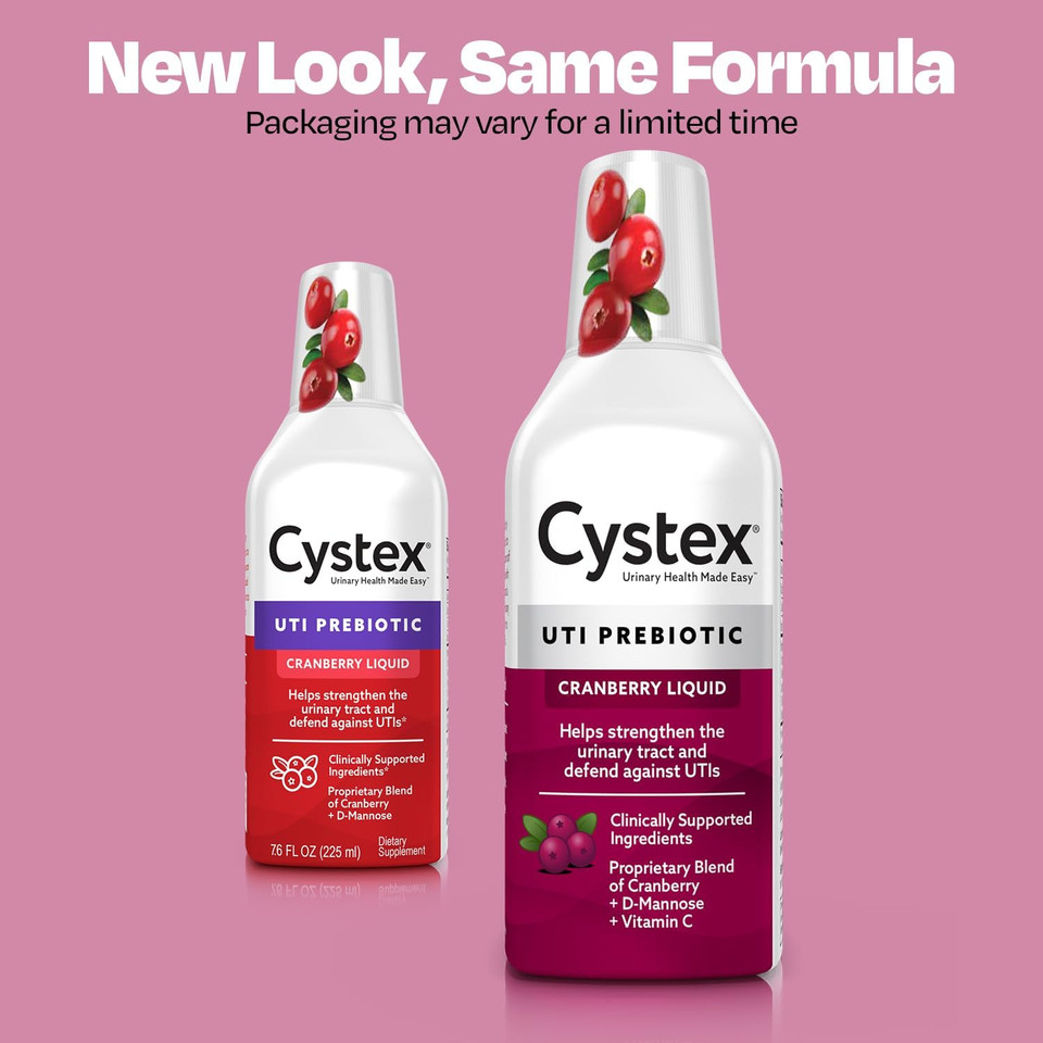 Cystex Urinary Tract Infection Support, Cranberry Prebiotic Supplement For Uti Protection & Urinary Health Maintenance, D-Mannose & Vitamin C, 7.6 Oz