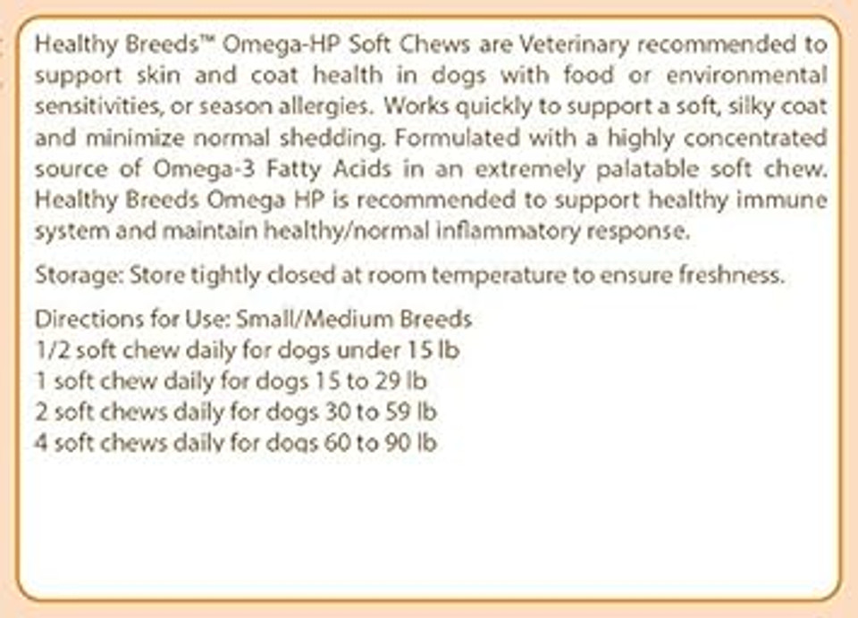 Healthy Breeds Australian Shepherd Omega Hp Fatty Acid Skin And Coat Support Soft Chews 60 Count (Pack Of 2)