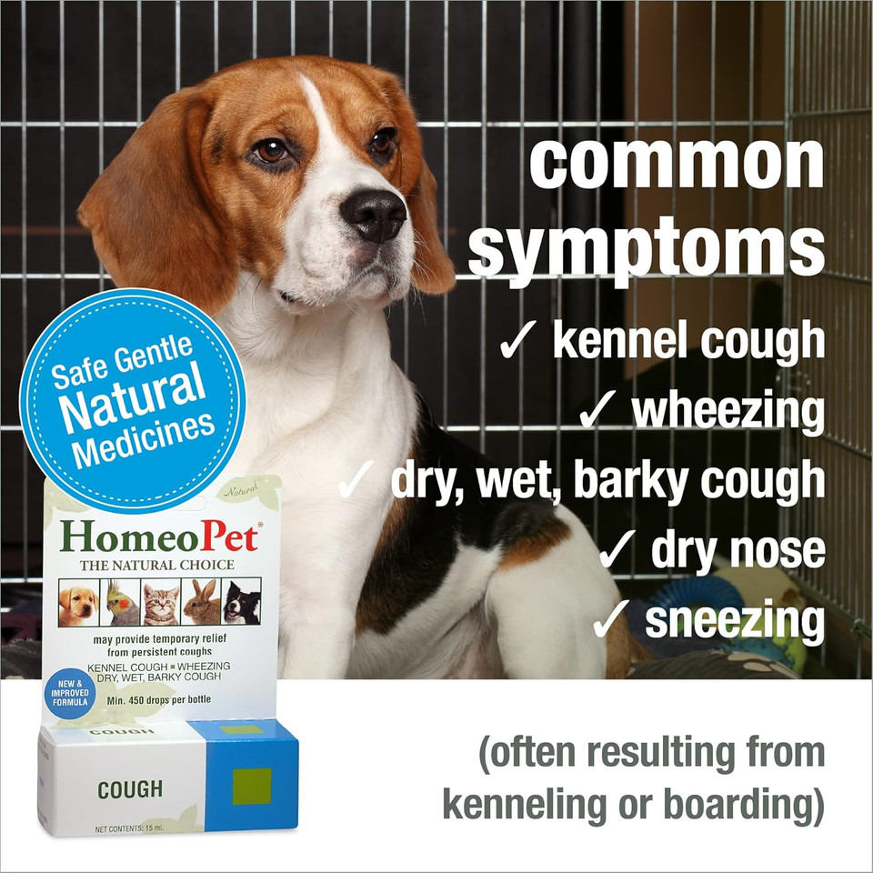 Homeopet Cough, Natural Cough Supplement For Dogs, Cats, And Other Pets, Safe And Gentle Cough Medicine, 15 Milliliters
