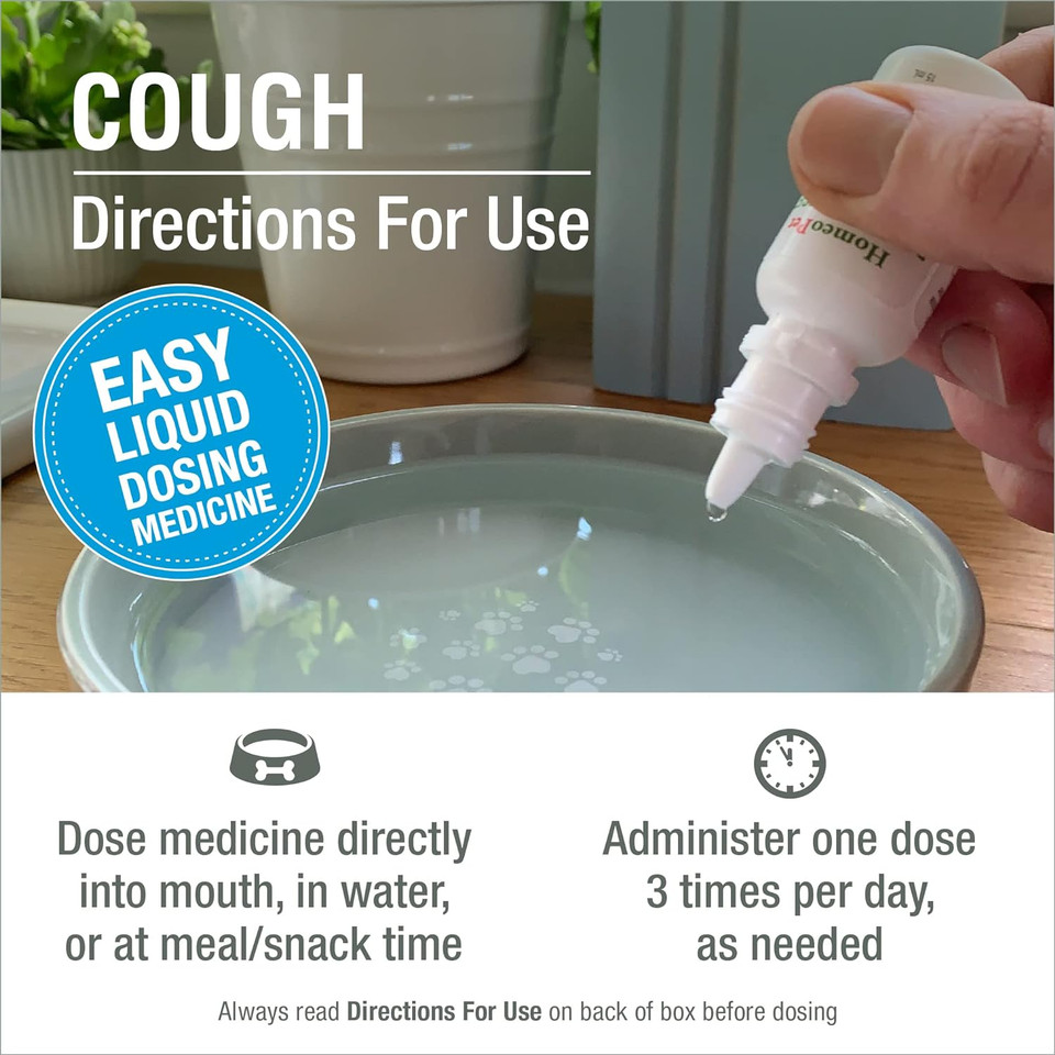 Homeopet Cough, Natural Cough Supplement For Dogs, Cats, And Other Pets, Safe And Gentle Cough Medicine, 15 Milliliters