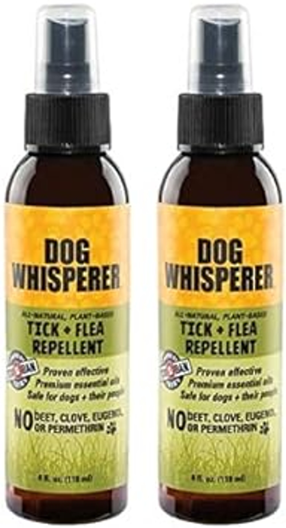 YAYA ORGANICS Dog Whisperer Tick + Flea Repellent, Proven Effective, All-Natural, Safe for Dogs and Their People, 4 oz (2 Pack)