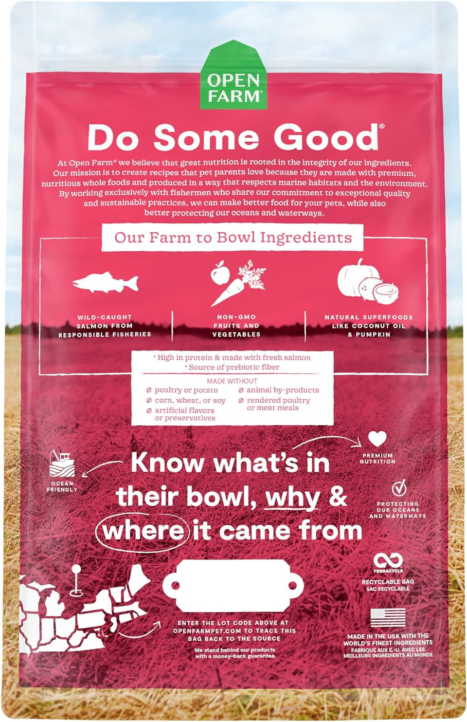 Open Farm Wild-Caught Salmon Grain-Free Dry Dog Food, Fresh Pacific Salmon Recipe With Non-Gmo Superfoods And No Artificial Flavors Or Preservatives, 4 Lbs