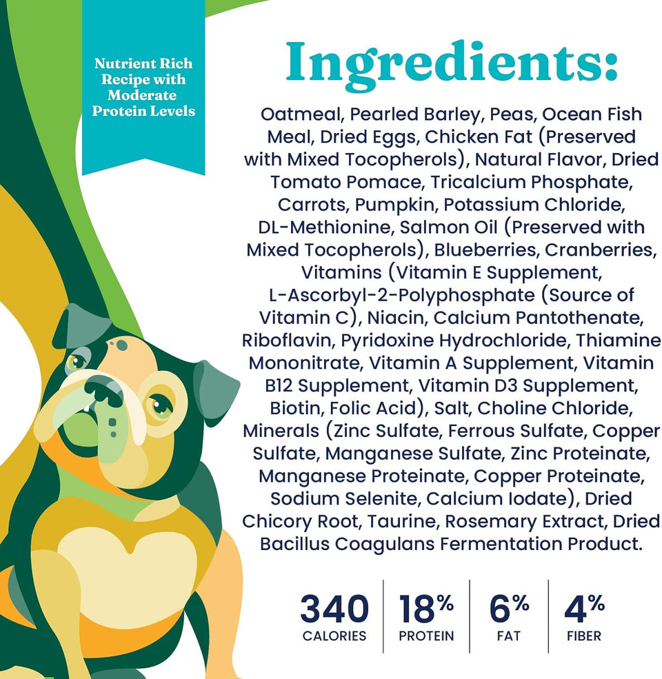 Solid Gold Dry Dog Food For Adult & Senior Dogs - Made With Oatmeal, Pearled Barley, And Fish Meal - Holistique Blendz Potato Free High Fiber Dog Food For Sensitive Stomach & Immune Support - 4 Lb