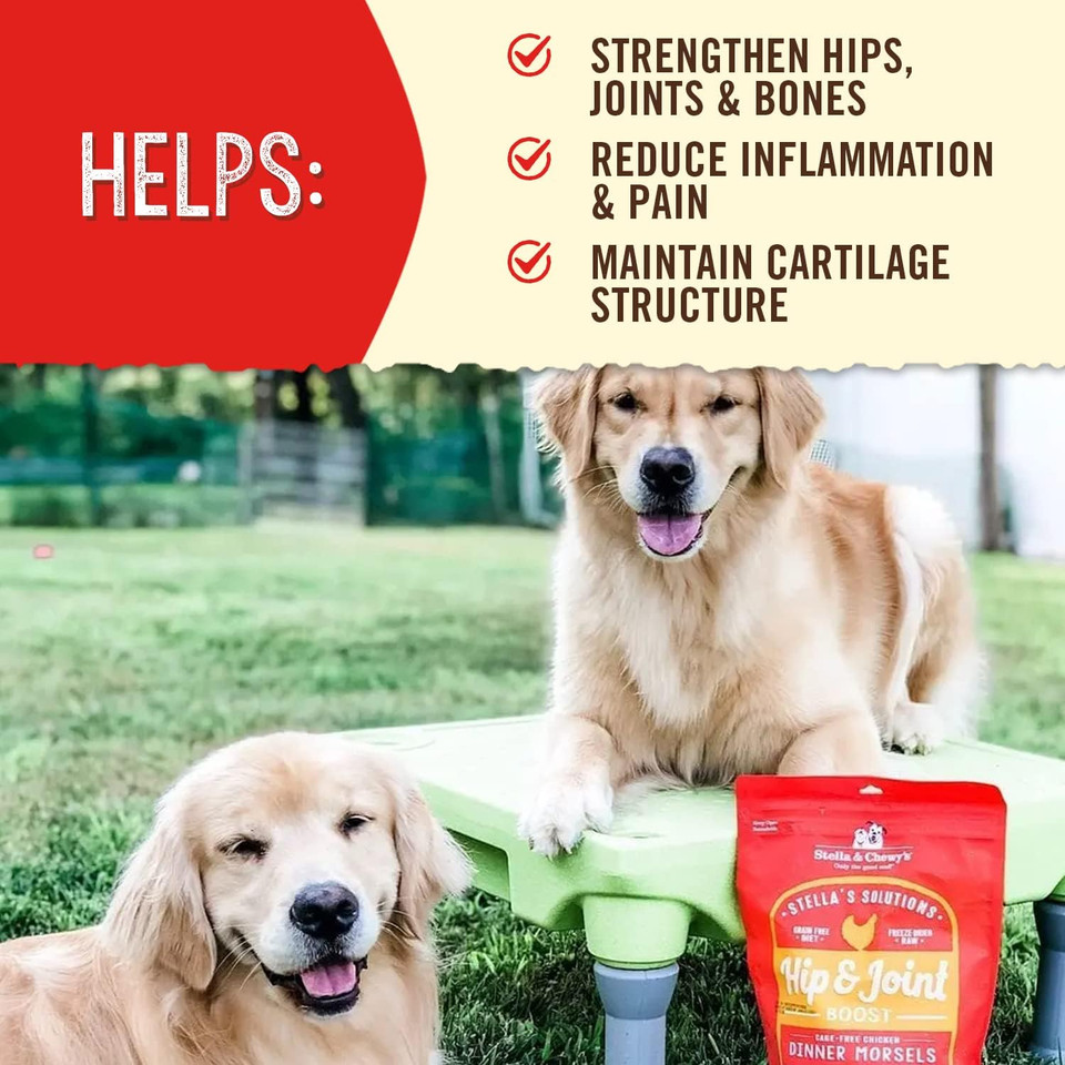 Stella & Chewy'S - Stella'S Solutions Hip & Joint Boost - Cage-Free Chicken Dinner Morsels - Raw, Protein Rich, Grain Free Dog Food - 13 Oz Bag  Reduce Joint Pain & Swelling & Strengthen Bones
