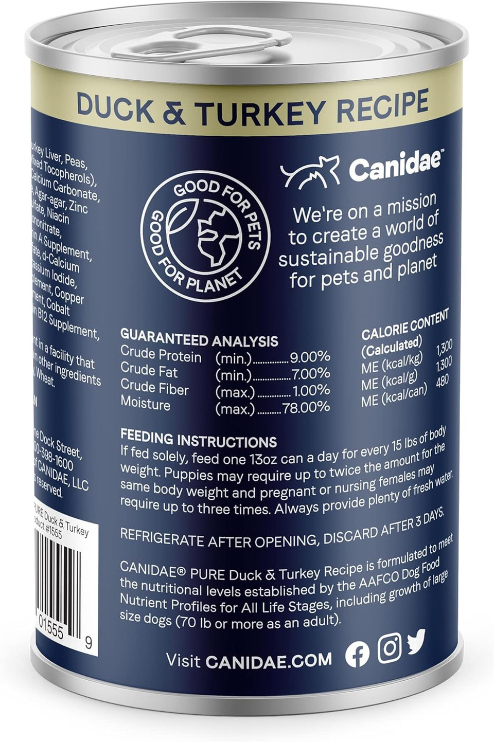 Canidaeã¢Â® Pure Duck & Turkey Recipe Dog Wet (12) 13 Oz., Blue