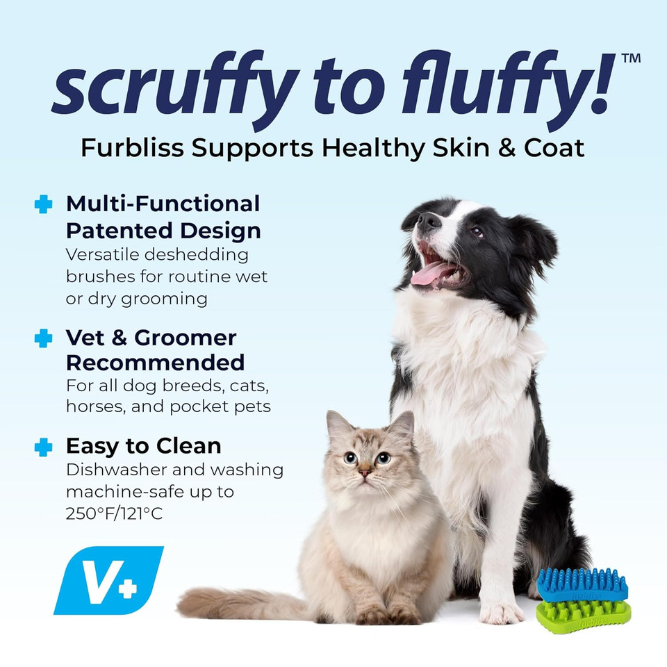 Furbliss Dog Brush For Dogs, Cats And Pets With Long Hair, Grooming Bathing Massaging Deshedding Multi-Functional Wet Or Dry Silicone Brush (Long Hair Brush)