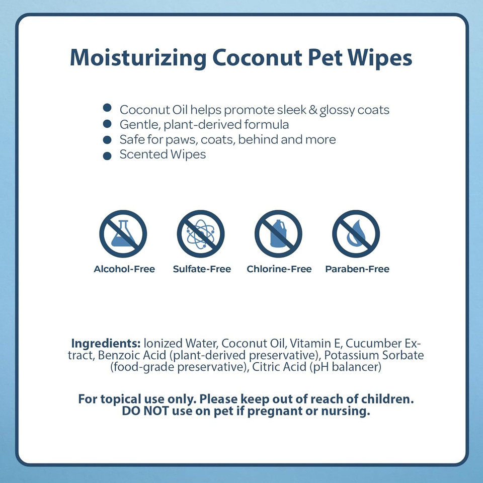 Best Pet Supplies 8" X 9" Pet Grooming Wipes For Dogs & Cats, 100 Pack, Plant-Based Deodorizer For Coats & Dry, Itchy, Or Sensitive Skin, Clean Ears, Paws, & Butt - Moisturizing Coconut