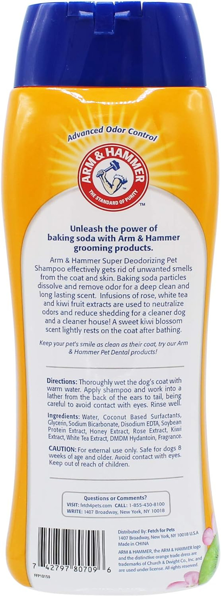 Arm & Hammer Super Deodorizing Shampoo For Dogs - Odor Eliminating Dog Shampoo For Smelly Dogs & Puppies With Arm & Hammer Baking Soda -- Kiwi Blossom Scent, 20 Fl Oz,White