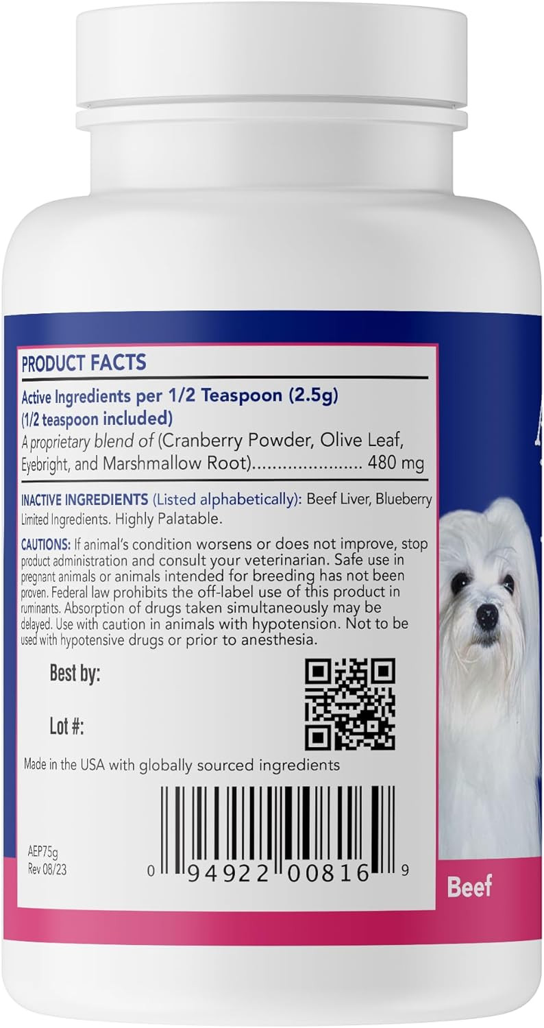 Angels' Eyes Natural Plus Tear Stain Prevention Beef Powder For Dogs | All Breeds | No Wheat No Corn | Daily Support For Eye Health | Proprietary Formula |Limited Ingredients | Net Content 75G