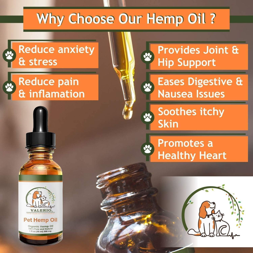 Valerio Pets Hemp Oil For Dogs And Cats - 1 Oz - Hemp Oil Drops With Omega Fatty Acids - Hip And Joint Support And Skin Health (2 Pack - 2 X 1 Oz)