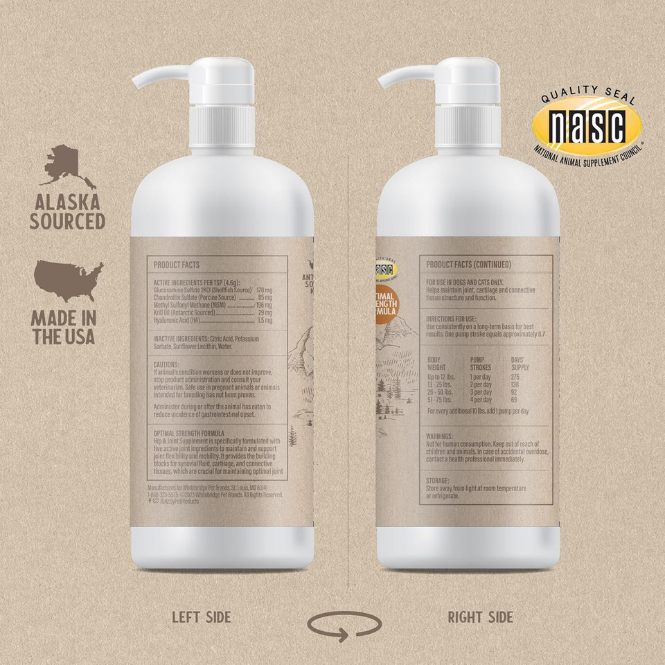 Grizzly Joint Aid For Dogs Liquid Hip And Joint Support (Extra Strength), 32 Fl Oz