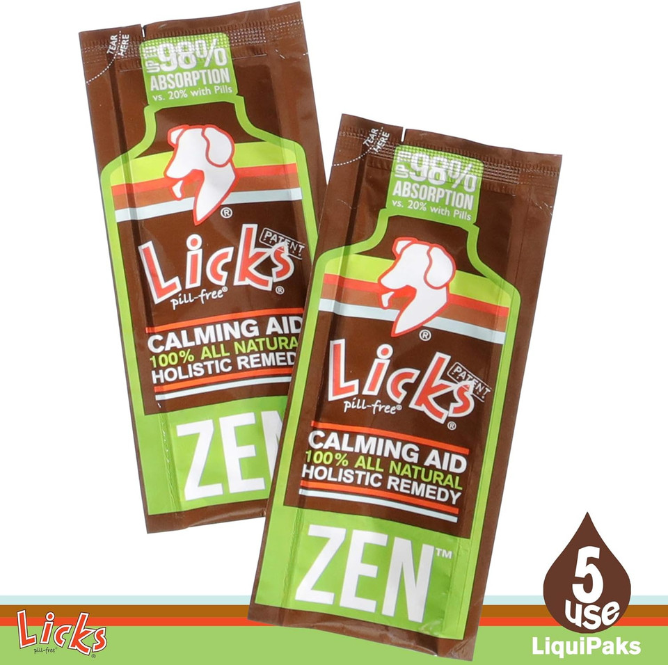 Zen Dog Calming - Calming Aid Supplements For Aggressive Behavior And Nervousness - Calming Dog Treats For Stress Relief & Dog Health - Gel Packets - Roasted Chicken Flavor, 5 Use