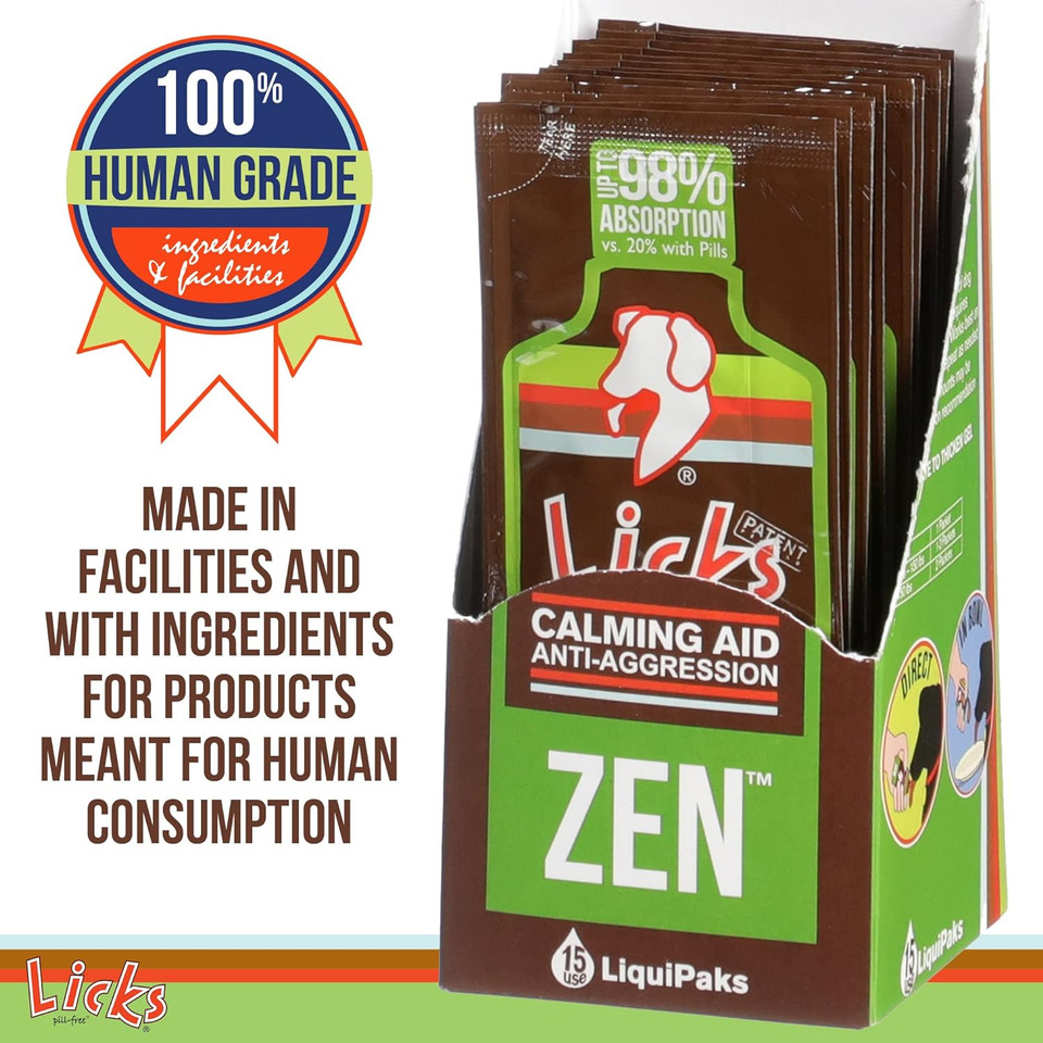 Zen Dog Calming - Calming Aid Supplements For Aggressive Behavior And Nervousness - Calming Dog Treats For Stress Relief & Dog Health - Gel Packets - Braised Beef Flavor, 15 Use
