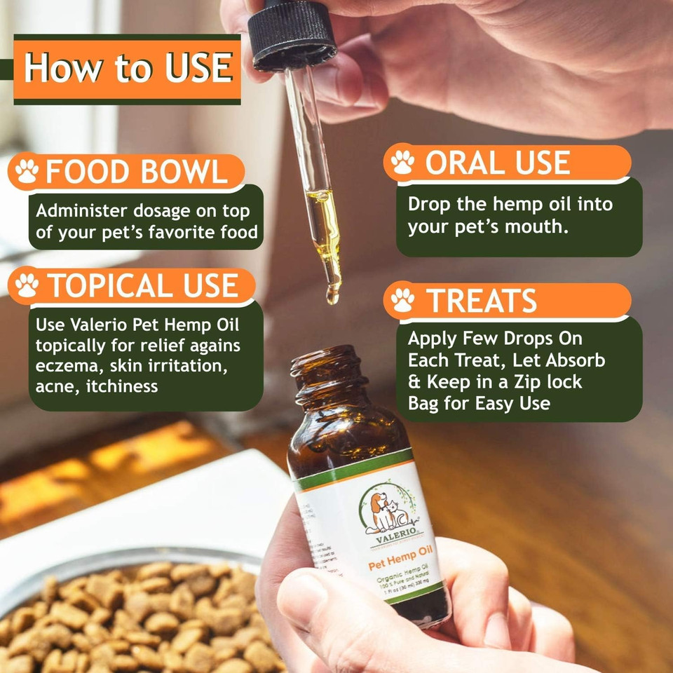 Valerio Pets Hemp Oil For Dogs And Cats - 1 Oz - Hemp Oil Drops With Omega Fatty Acids - Hip And Joint Support And Skin Health