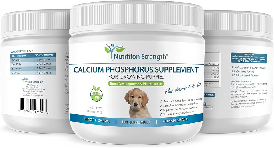 Calcium Phosphorus for Dogs Supplement, Provide Calcium for Puppies, Promote Healthy Dog Bones and Puppy Growth Rate, Dog Bone Supplement, 90 Soft Chews