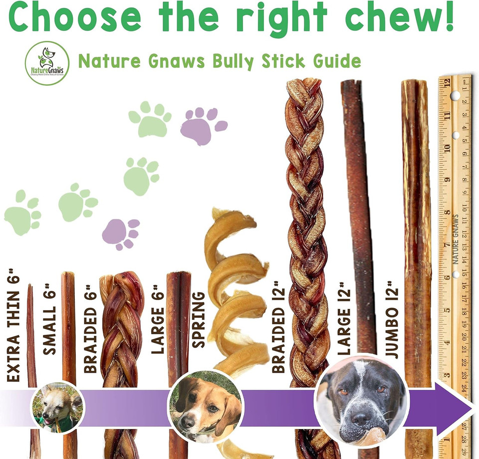 Nature Gnaws Thin Bully Sticks For Small Dogs - Premium Natural Tasty Beef Bones - Simple Long Lasting Dog Chew Treats - Rawhide Free 5-6 Inch