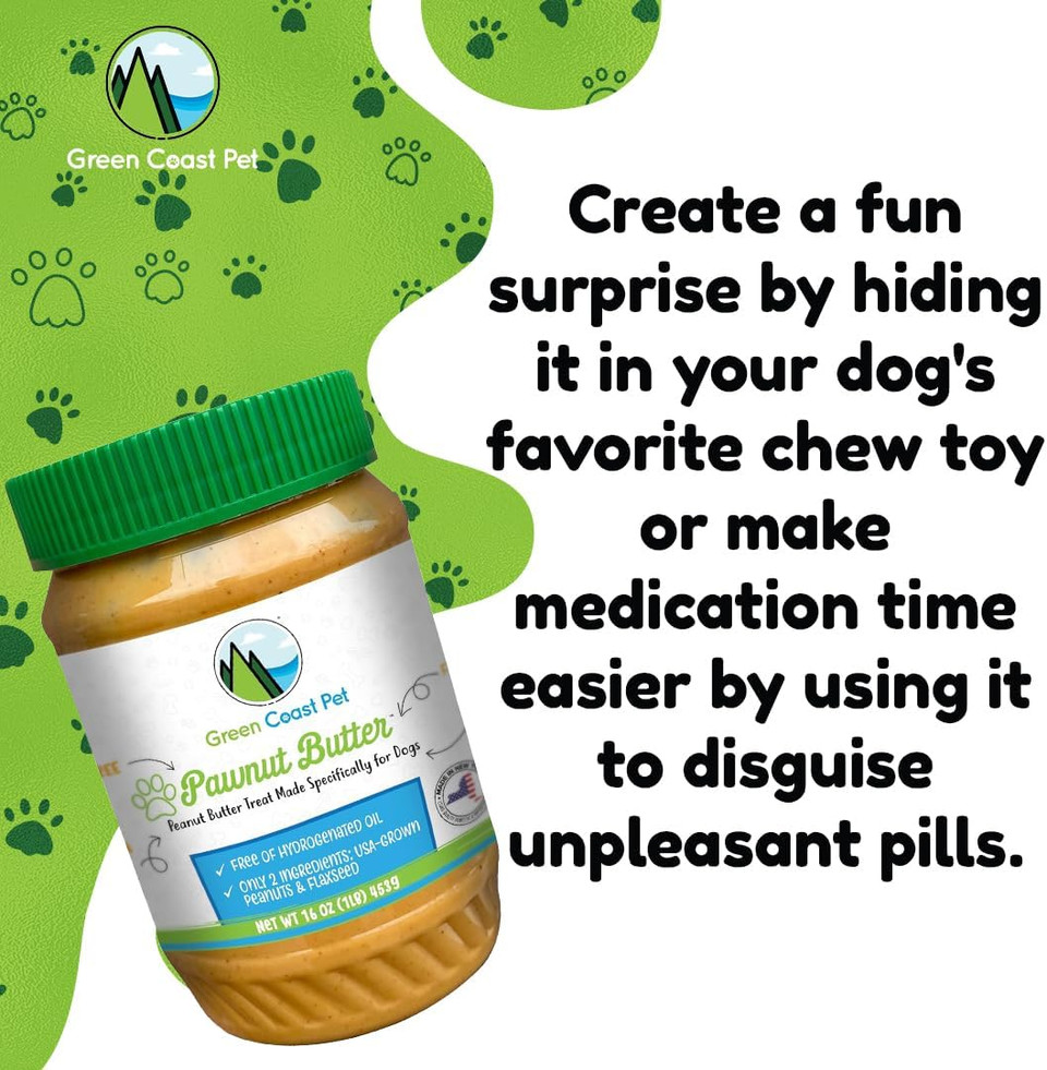 All-Natural Pawnut Butter For Dogs | Made In Usa | Peanut & Flaxseed Blend