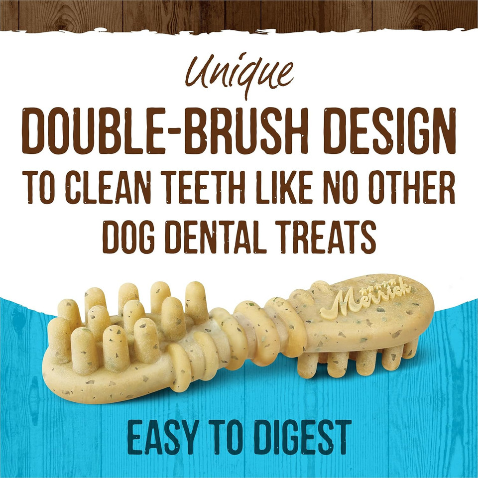 Merrick Fresh Kisses Natural Dental Chews Toothbrush Shape Treat Infused With Real Mint Medium Dogs - 22 Ct. Box