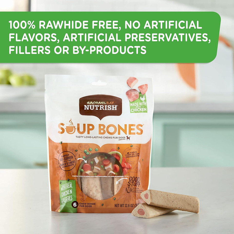 Rachael Ray Nutrish Soup Bones Dog Treats, Chicken & Veggies Flavor, 11 Bones