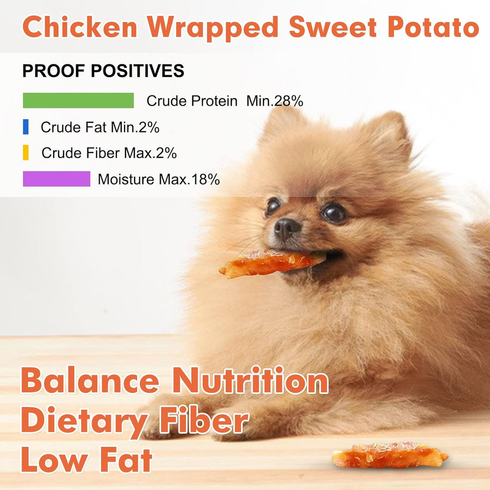 Mon2Sun Dog Treats Rawhide Free Chicken Wrapped Sweet Potato Dog Snacks, Gluten & Grain Free Dog Treats For Puppy And Small Dogs, (Chicken, 10 Ounce -Pack Of 1)