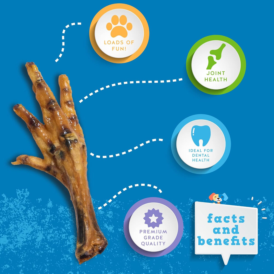 Jack&Pup Dehydrated Chicken Feet For Dogs | All Natural Single Ingredient Dog Treat | Rich In Glucosamine And Chondroitin For Healthy Joints (20 Pack)