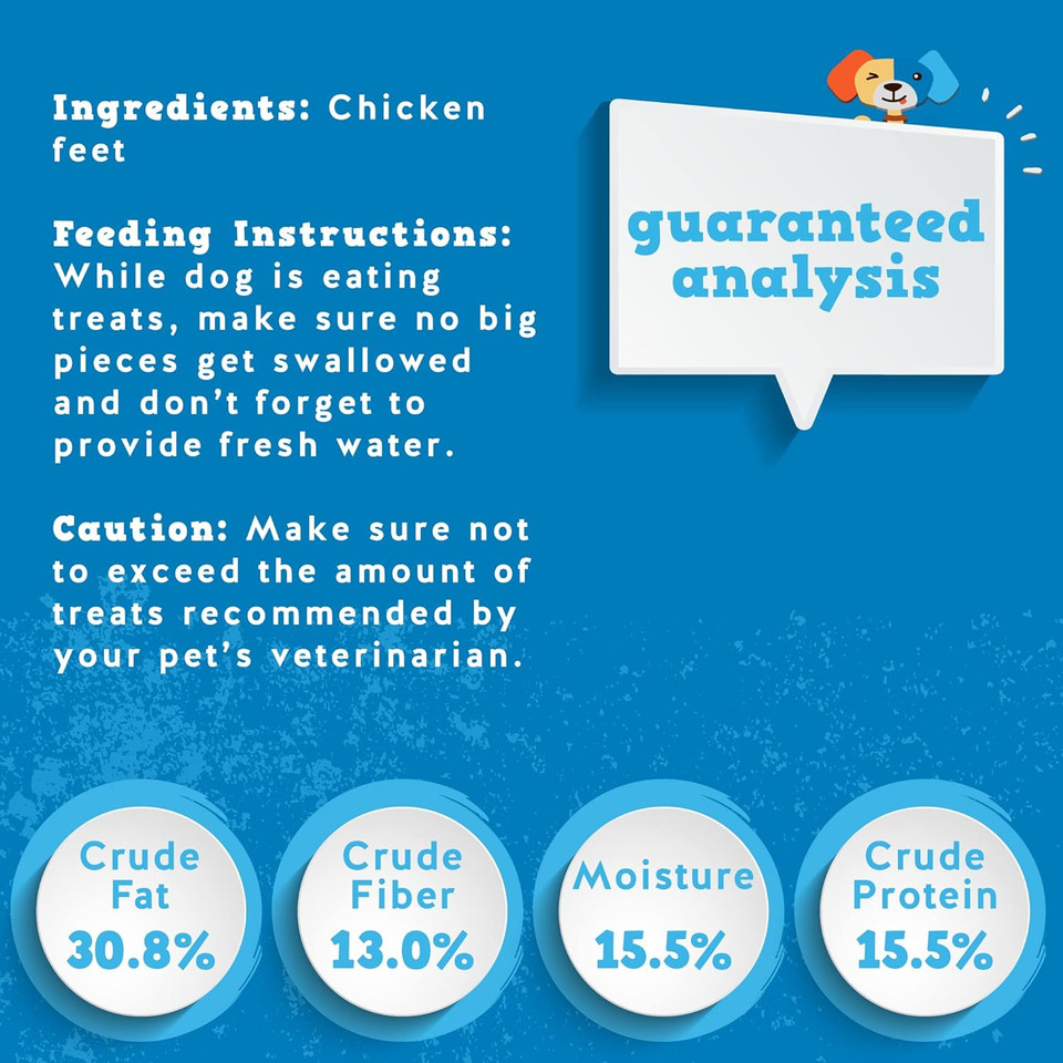 Jack&Pup Dehydrated Chicken Feet For Dogs | All Natural Single Ingredient Dog Treat | Rich In Glucosamine And Chondroitin For Healthy Joints (20 Pack)
