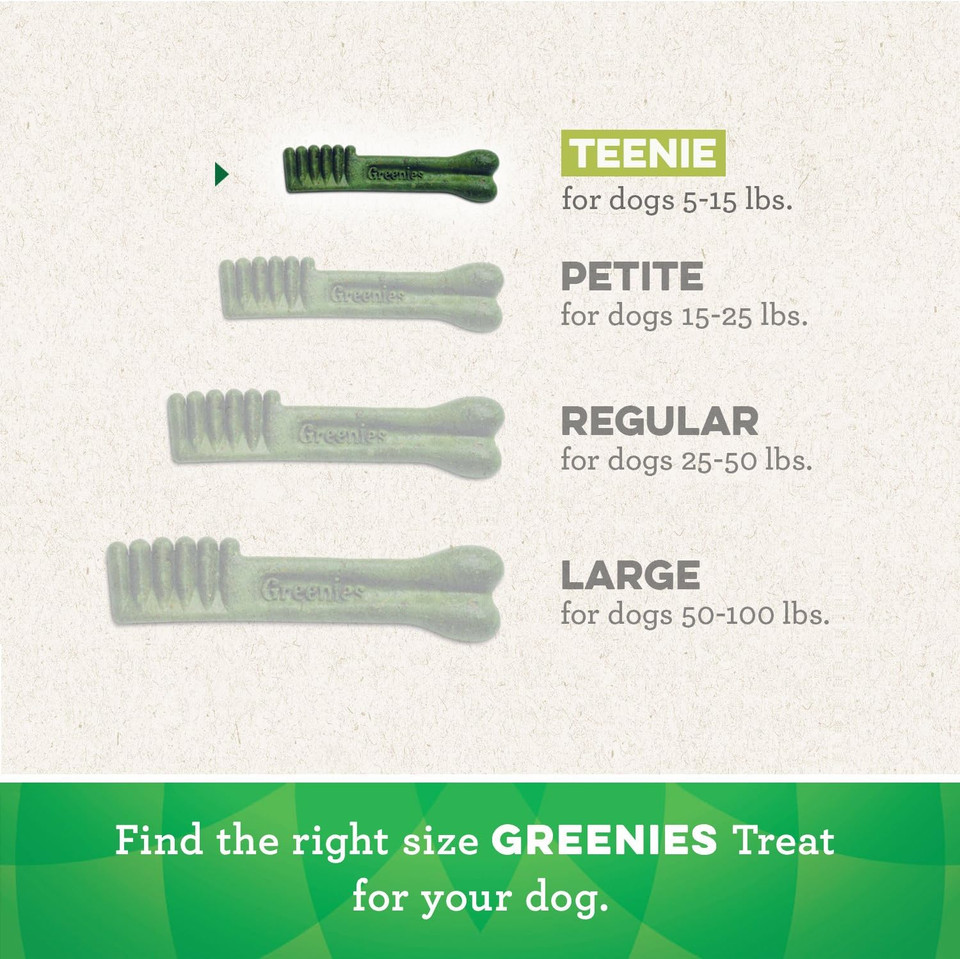 Greenies Teenie Natural Dog Dental Care Chews Oral Health Dog Treats 3-Flavor Variety Pack, (3) 12 Oz. Pouches, 129 Total Treats,Green