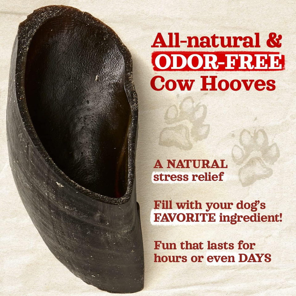 Natural Farm Cow Hooves (12 Pack), Odor-Free, All Natural Sourced From Farm-Raised Beef Hoof Dog Treats, Great Alternative To Bully Sticks Or Rawhide, Dental Chew For Small, Medium, Large Breeds