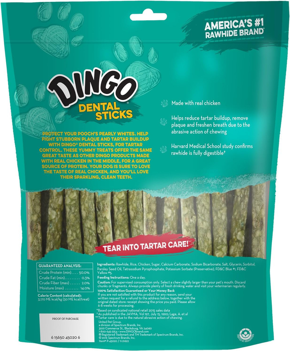 Dingo Tartar And Breath Dental Sticks For All Dogs, 48-Count