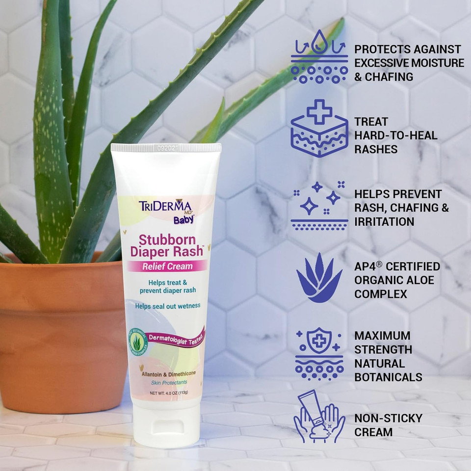 Triderma Stubborn Diaper Rash Relief Cream - Fsa Eligible 2.2 Oz