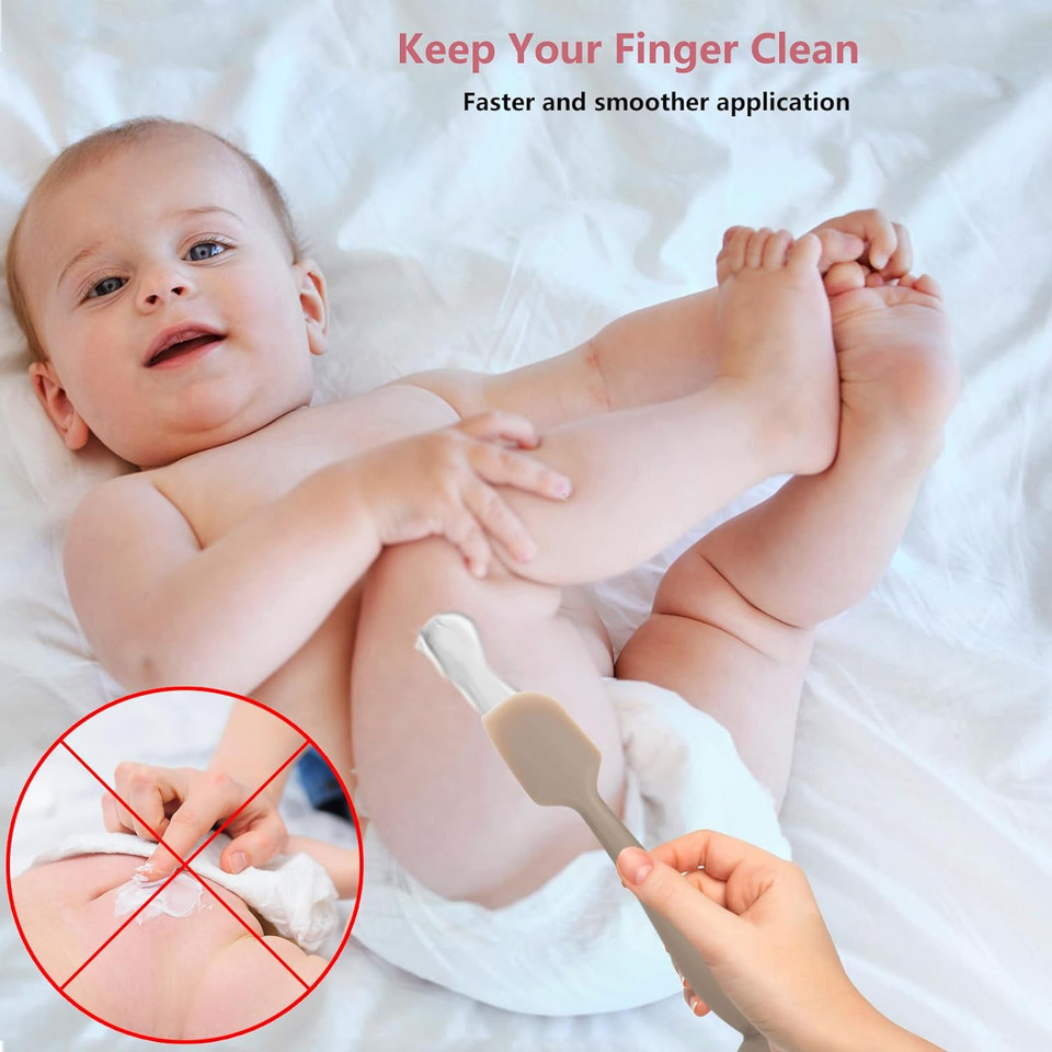 3-Pack Baby Diaper Cream Spatula - Baby Diaper Rash Cream Applicator For Butt Paste Diaper Cream - Diaper Cream Brush For Newborn Baby Essentials (Grey, Pink, White)