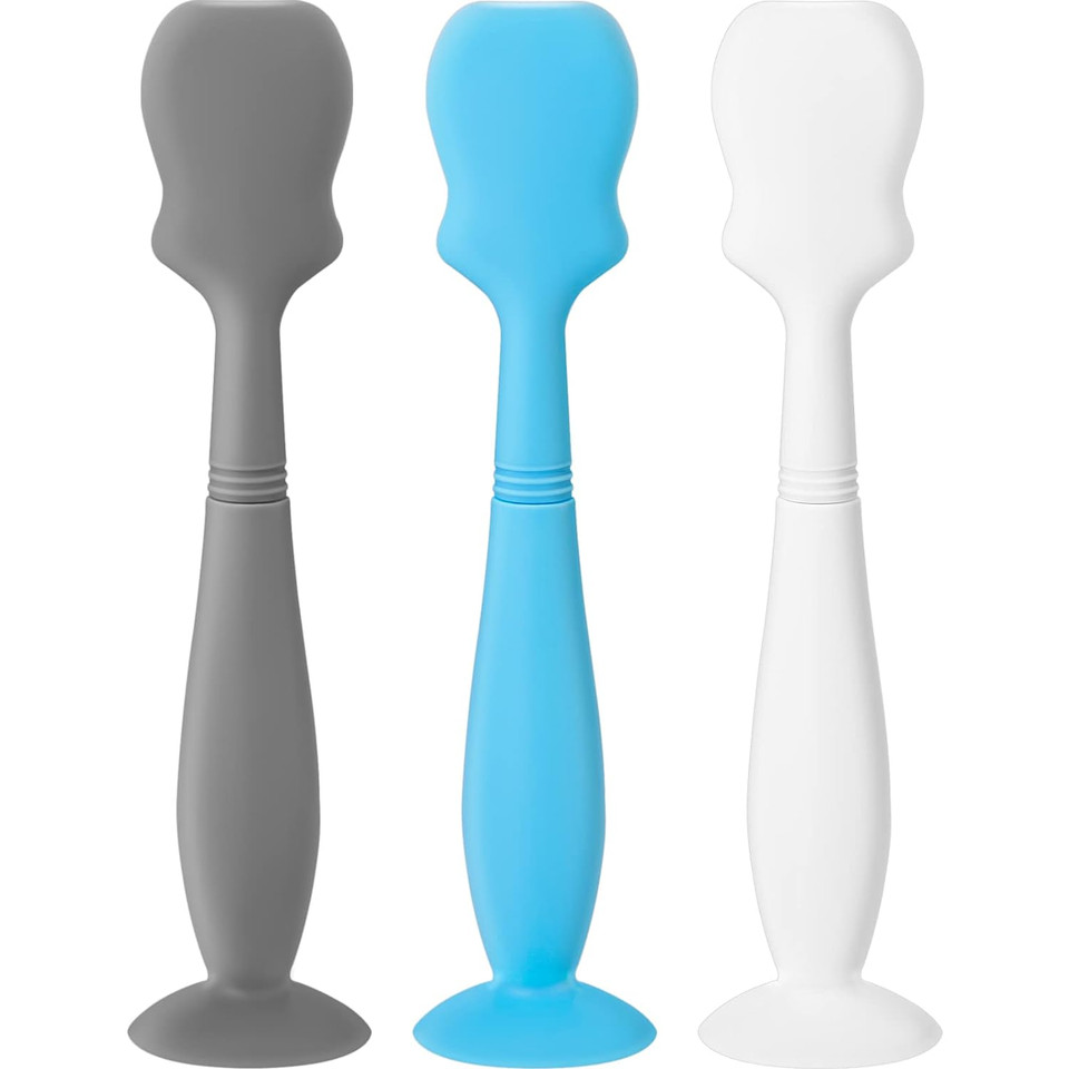 3 Pack Baby Diaper Cream Spatula Applicator Soft Silicone Baby Butt Paste Spatula Diaper Rash Cream Brush For Baby Newborn (Blue, Gray, White)