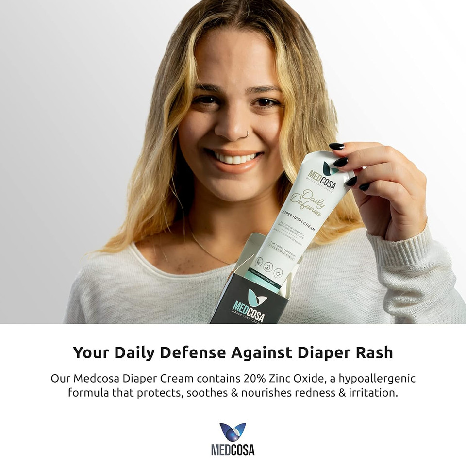 Medcosa Diaper Cream | Your Daily Defense Against Diaper Rash | Baby Butt Cream W/Zinc Oxide | Helps Protect, Soothe & Reduce Redness & Irritation (2 Pack)