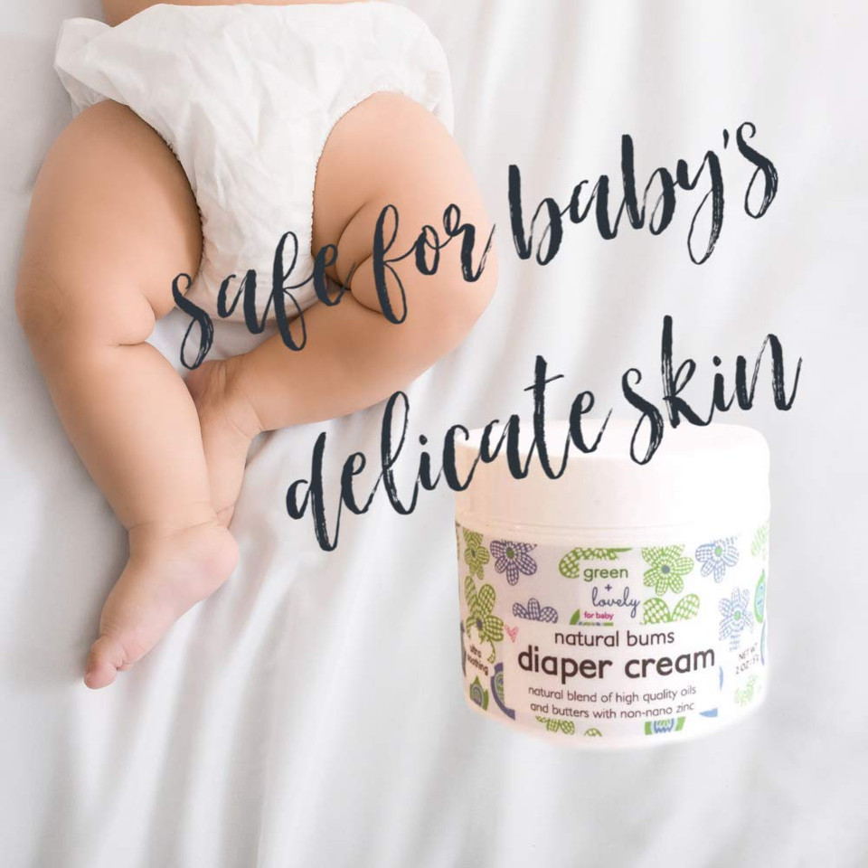 Natural Bums Diaper Rash Cream {Chemical Free}, Made With Organic Shea Butter & Coconut. Calming Lavender Chamomile. Non-Nano. High Grade