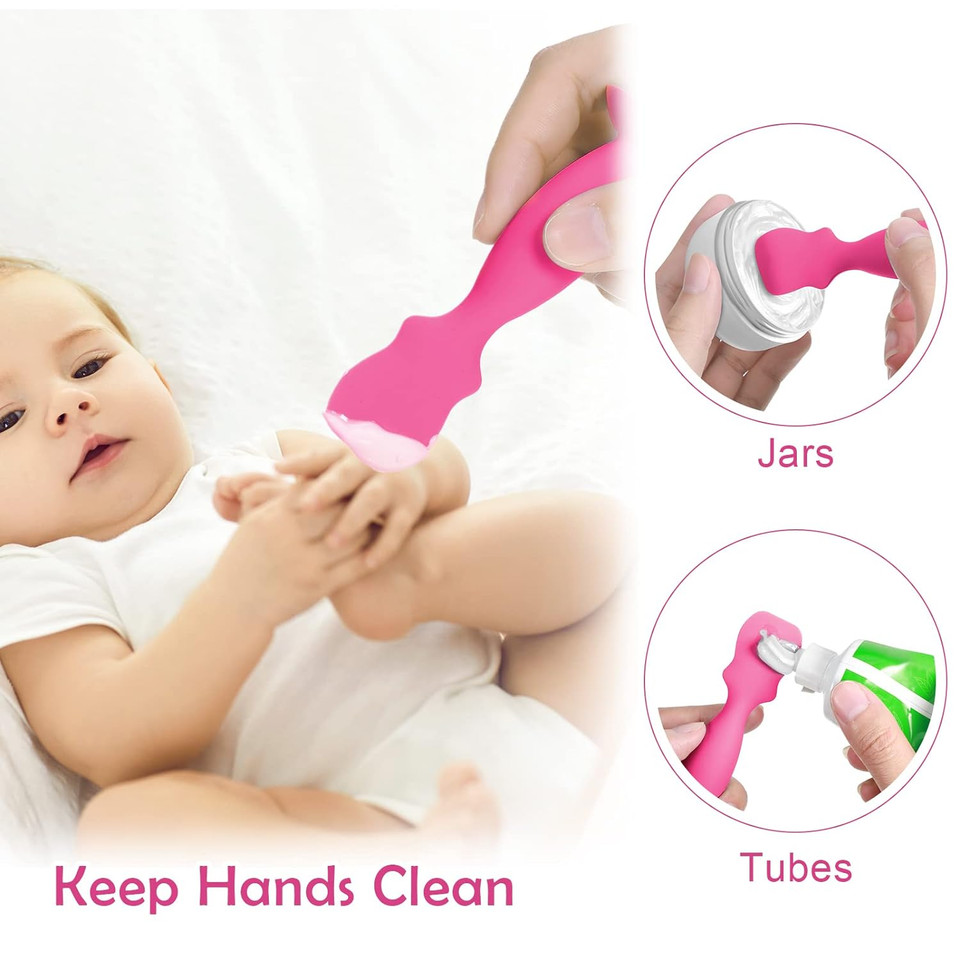 4 Pack Baby Diaper Cream Spatula Butt Paste Spatula Diaper Cream Applicator Baby Soft Flexible Silicone Diaper Rash Cream Brush Butt Spatula For Boys And Girls (Gray, Rose Red, White, Red)