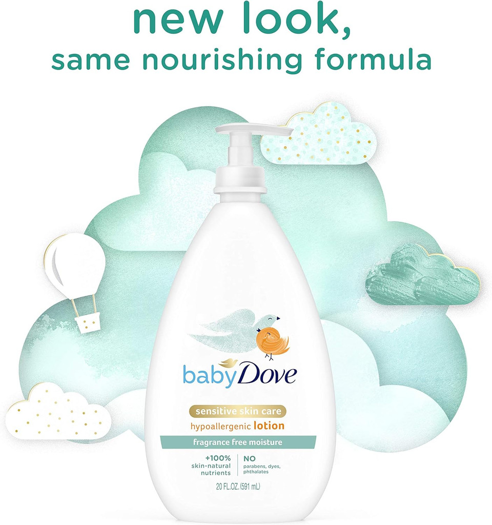 Baby Dove Face And Body Lotion For Sensitive Skin Sensitive Moisture Fragrance-Free Baby Lotion 20 Oz