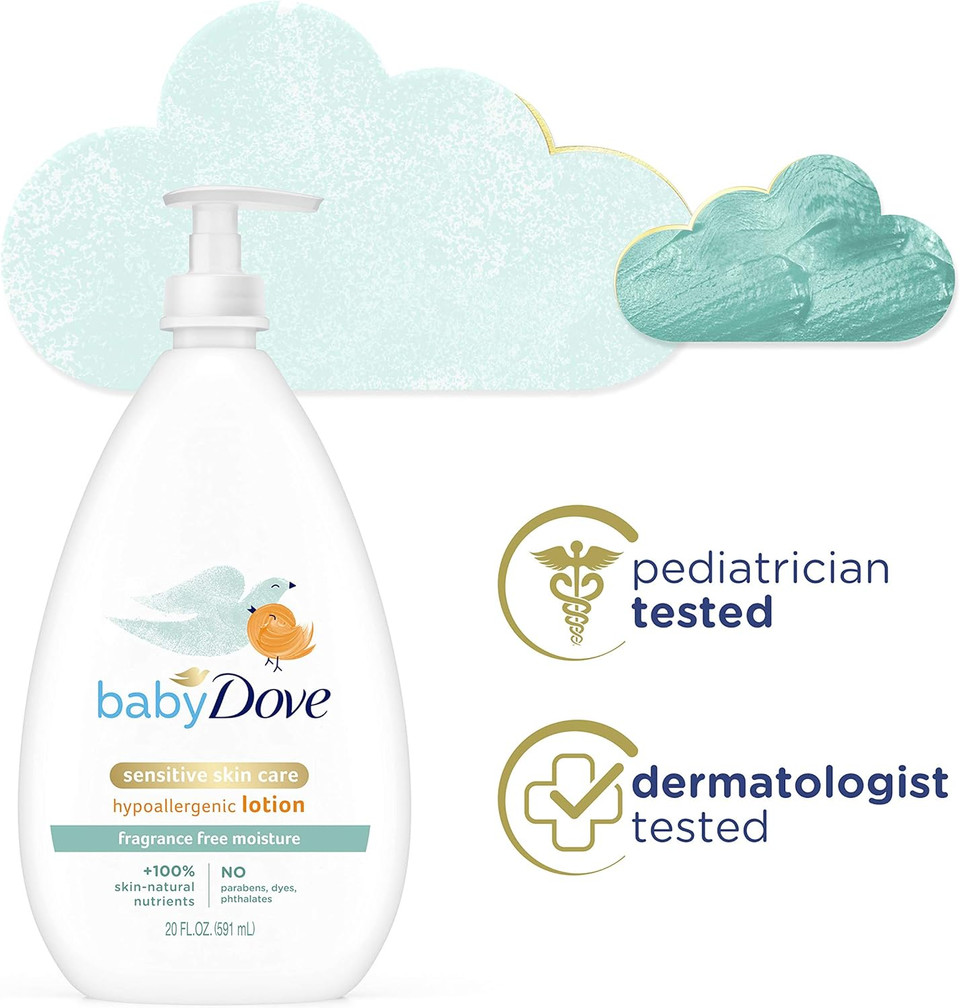 Baby Dove Face And Body Lotion For Sensitive Skin Sensitive Moisture Fragrance-Free Baby Lotion 20 Oz