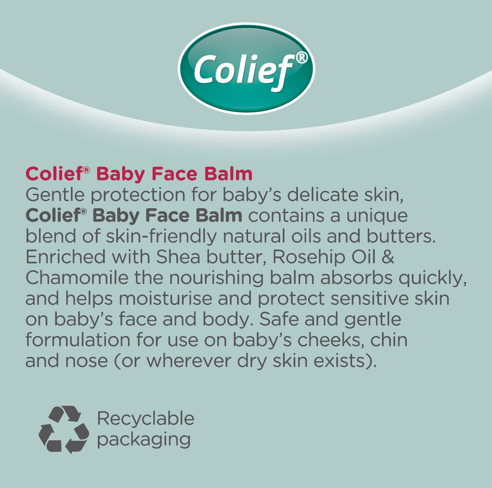 Colief New Baby Face Balm | 100% Natural Ingredients | Gently Soften & Moisturize Baby'S Dry Skin | Contains Shea Butter, Chamomile, Rosehip Oil, Coconut Oil | Suitable For Babies 3+ Months | 1.76 Oz