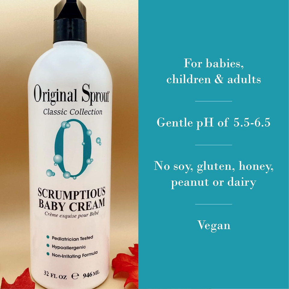 Original Sprout Scrumptious Baby Cream, Baby Lotion & Butt Cream With Zinc, Diaper Rash Cream For Babyã¢ÂS Sensitive Skin, 32 Oz. Bottle